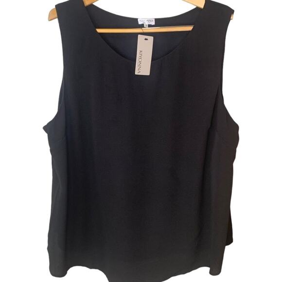 Kiyonna Top Women's Size 2x Callista Crepe Pebbled Tank Black Wide Straps NWT - Picture 1 of 6